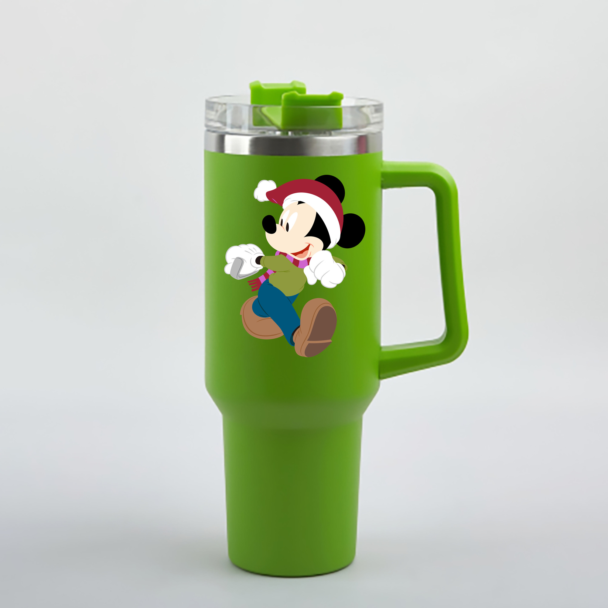 ミッキーマウス Mickey Mouse 1200mL車用タンブラー - クリスタルステッカー（プラスチックストロー付き）
